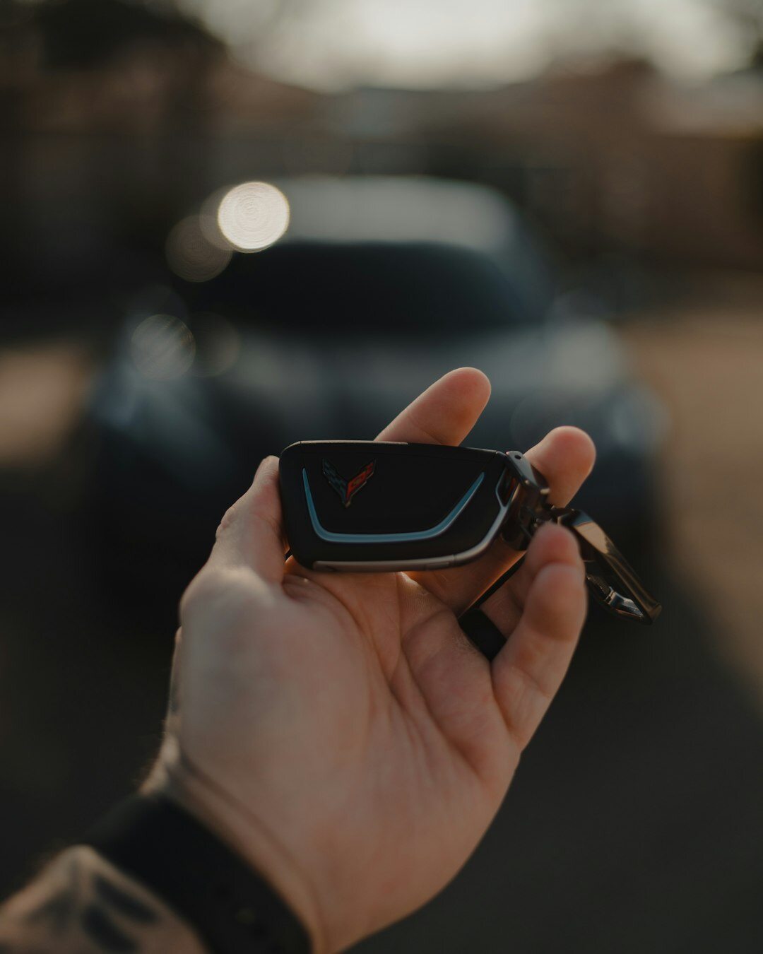 Uruguayan man handing over car keys to another person outdoors